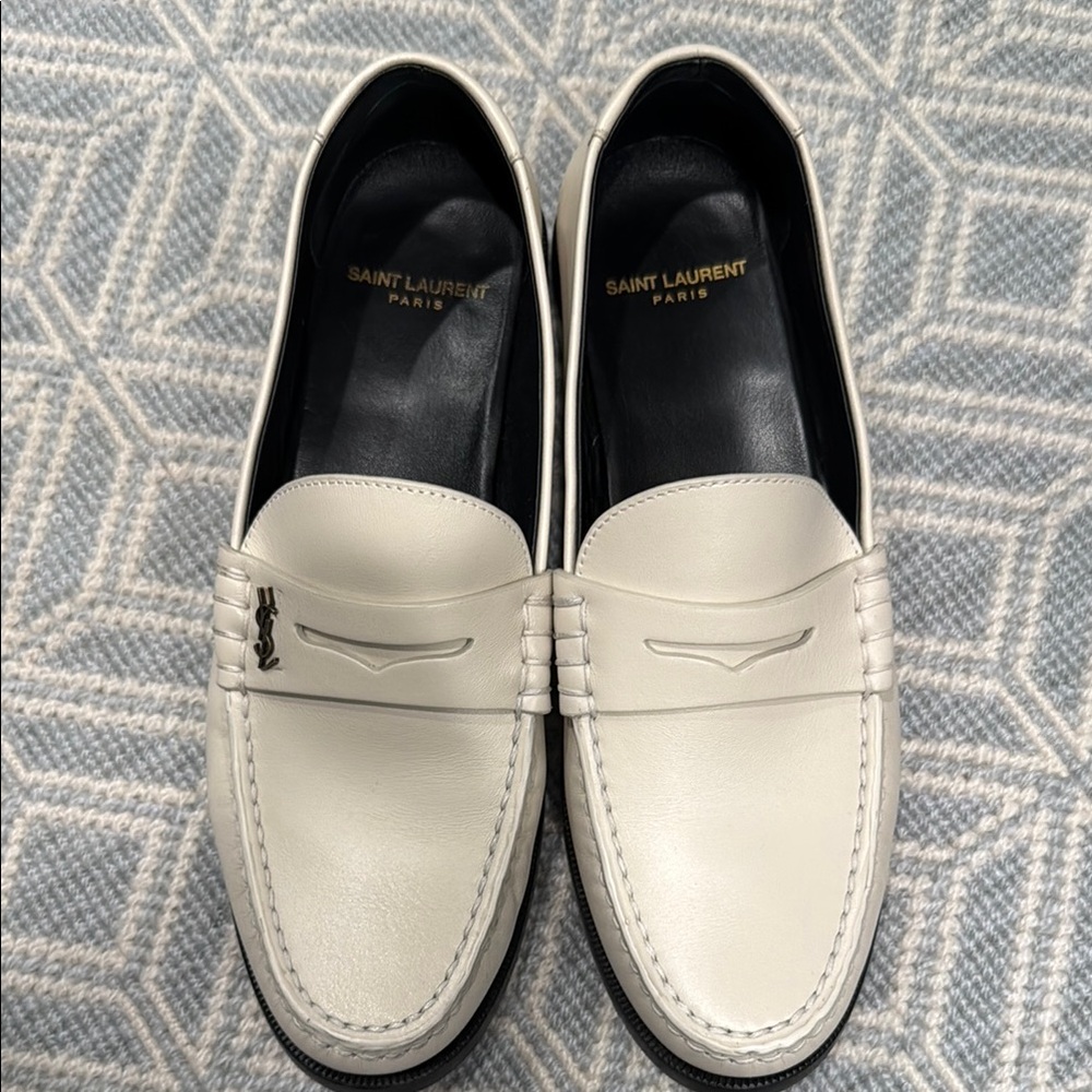 Saint Laurent Women’s White Loafers